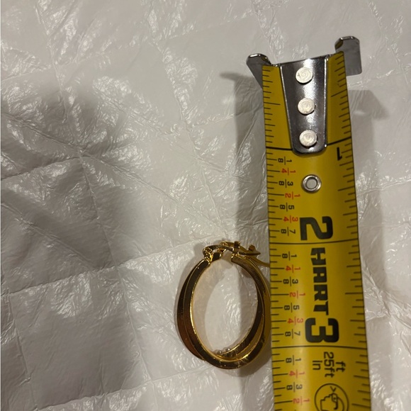 Elegant Gold tone and diamond simulant Hoop Earrings hinged back - Picture 6 of 7